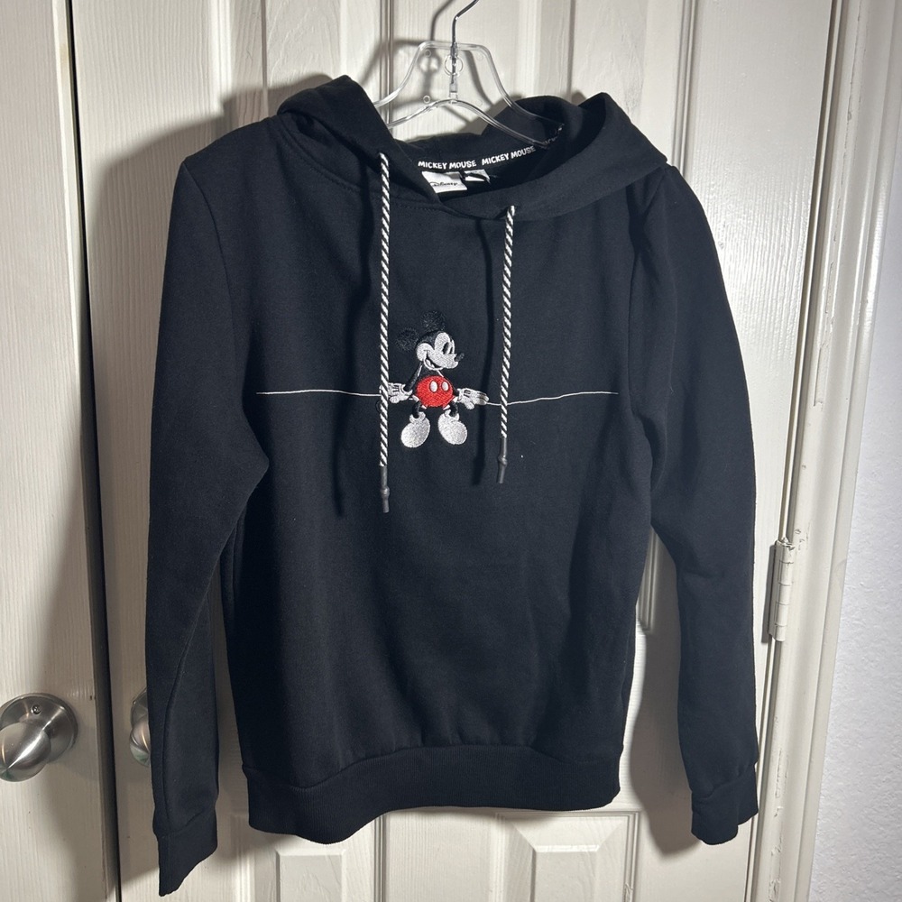 Disney Primark Black Mickey Mouse Hoodie Womens 2XS Hoodie Embroidered